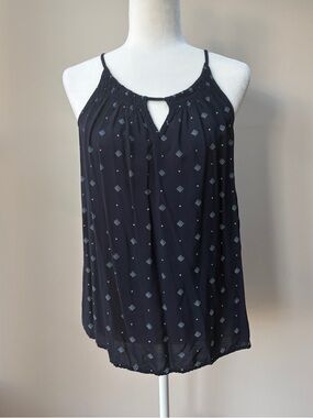 Old Navy Blue Geometric Keyhole Tank Top